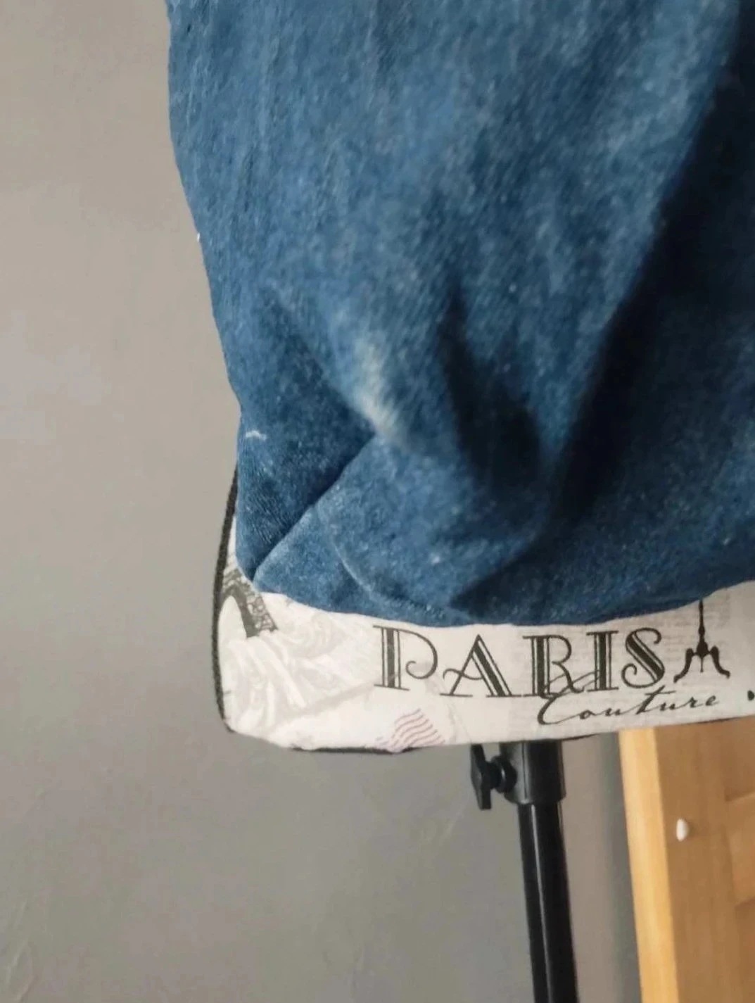 Large navy blue floral jeans-look tote bag, Nature Skills – photo 5